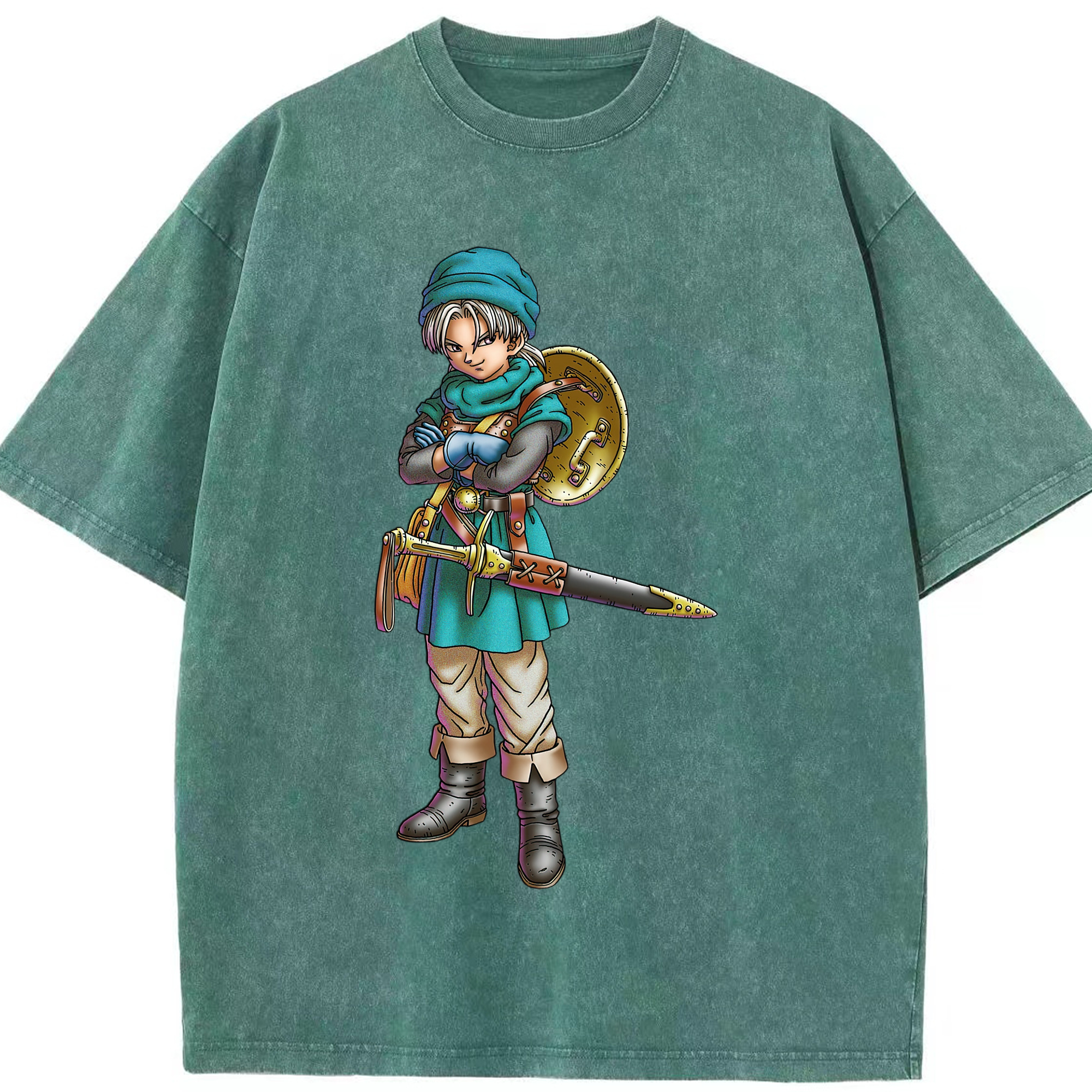 （画像用） ドラゴンクエスト Doragon Kuesuto Dragon Quest 綿100% ヴィンテージ風 半袖Tシャツ（フロントプリント）